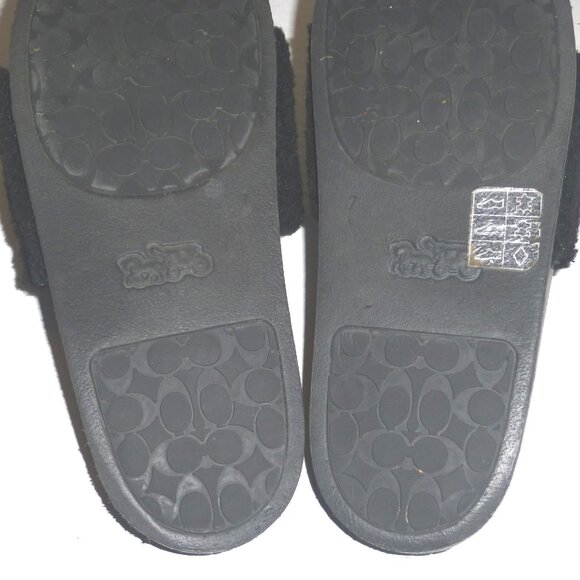 Coach Men\'s Signature Pool Slides with Shearling Upper Size: 7 D Black C5973 main image 7
